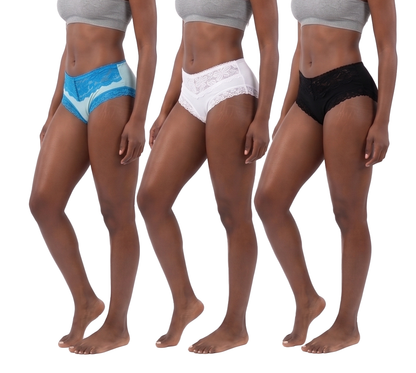 3PKBL0561, Lady Princess, 3pk Boyleg Panties W/Lace