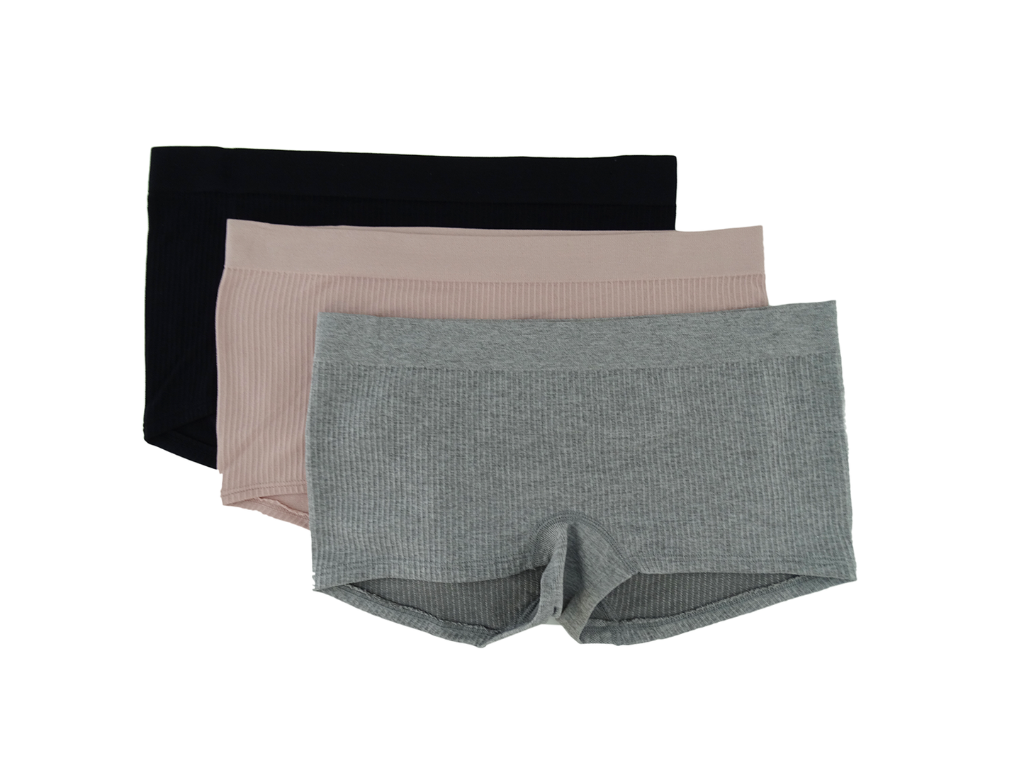 3PKBL1687, Lady Princess, 3PK Boy Leg Panties Ribbed Seam Cashmere