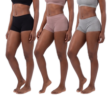 3PKBL1687, Lady Princess, 3PK Boy Leg Panties Ribbed Seam Cashmere