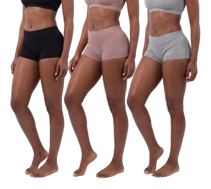 3PKBL1687, Lady Princess, 3PK Boy Leg Panties Ribbed Seam Cashmere