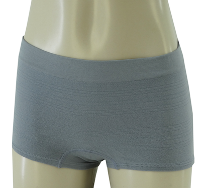 3PKBL1688, Lady Princess, 3pk Boyleg Ribbed Panties Gun Metal