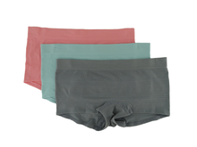 3PKBL1688, Lady Princess, 3pk Boyleg Ribbed Panties Gun Metal