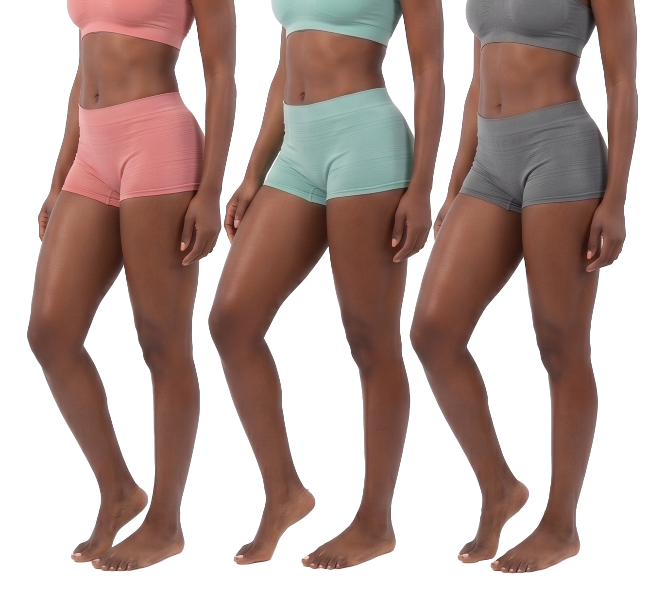 3PKBL1688, Lady Princess, 3pk Boyleg Ribbed Panties Gun Metal