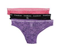 3PKTG580, BEBE, 3pk Lace Panties Sangria