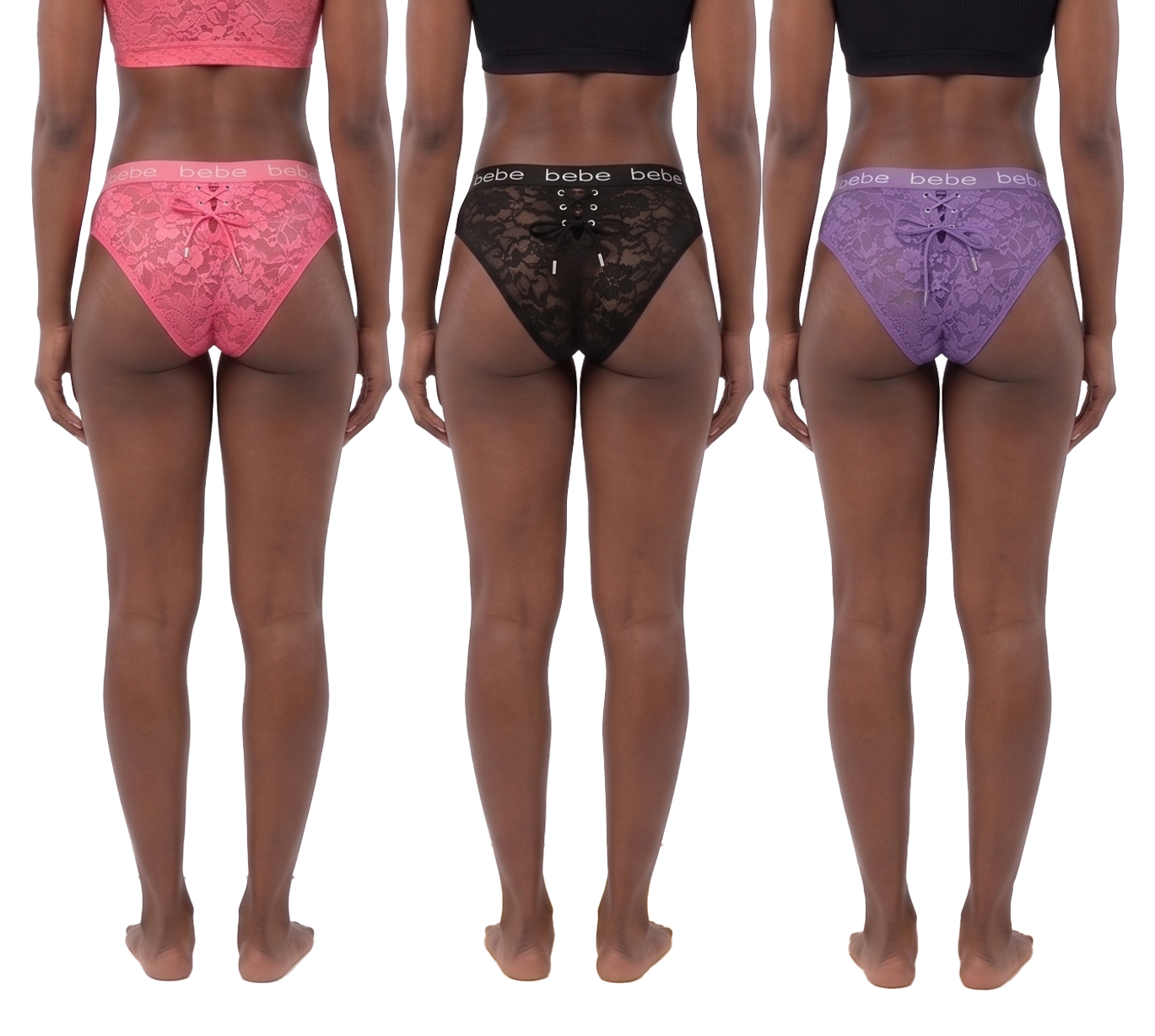 3PKTG580, BEBE, 3pk Lace Panties Sangria