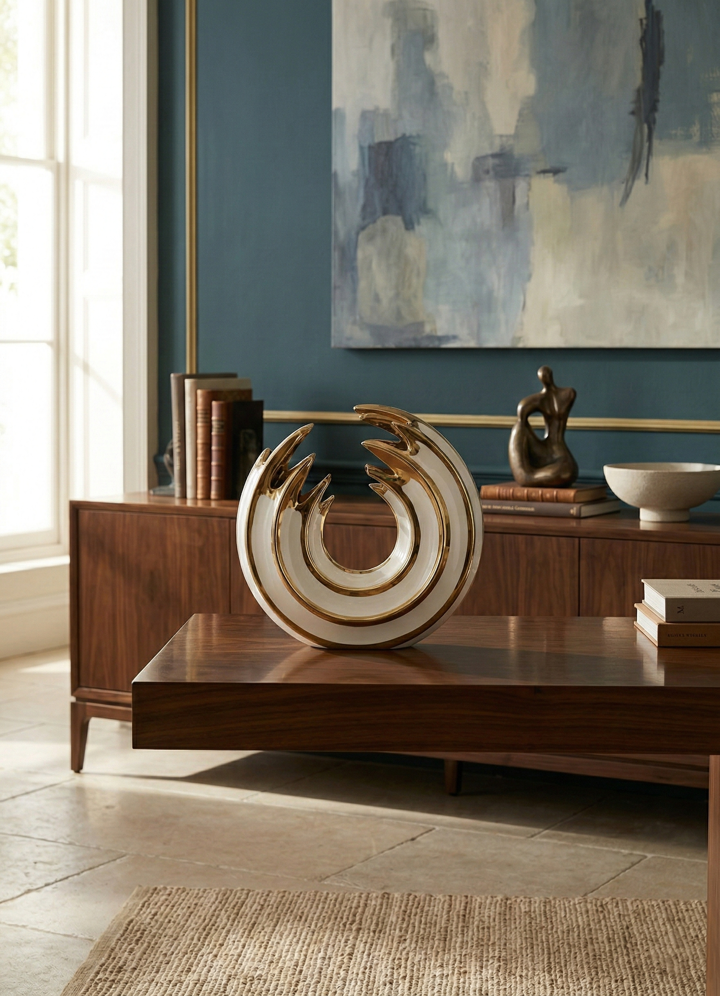 561L, Ceramic Round Abstract Vase - 8"