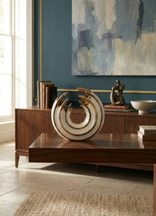 561L, Ceramic Round Abstract Vase - 8"