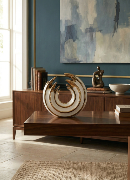 561L, Ceramic Round Abstract Vase - 8"