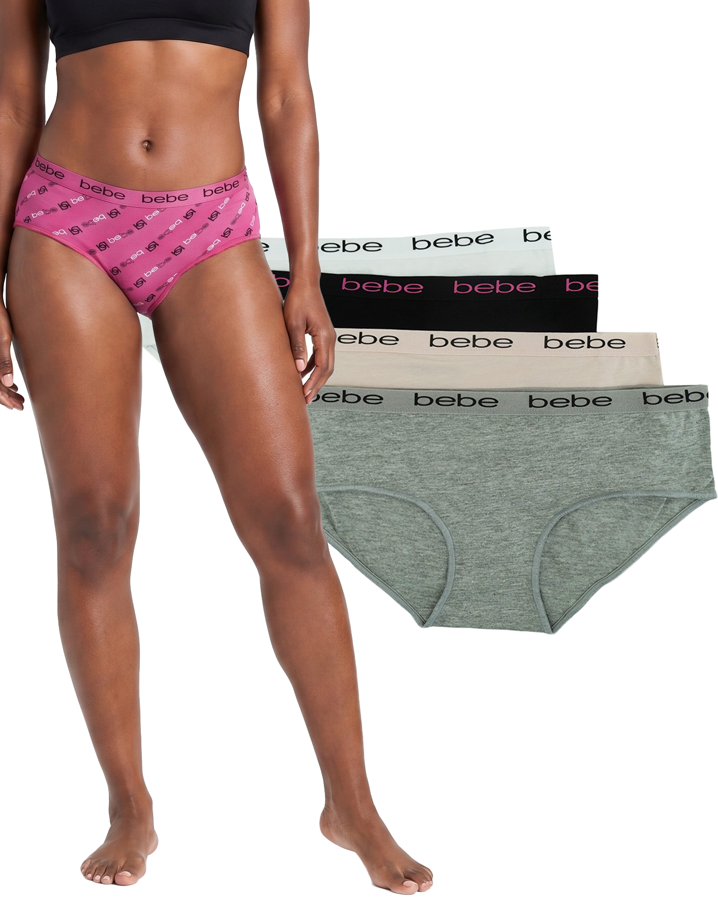 5PHHP1088, BEBE, 5pk Hipster Panties Tag Free Violet
