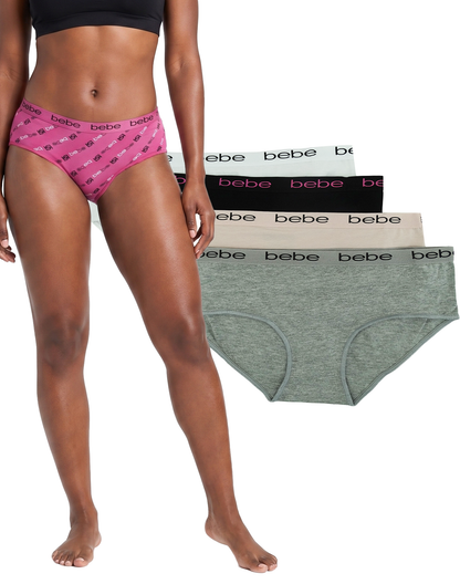 5PHHP1088, BEBE, 5pk Hipster Panties Tag Free Violet