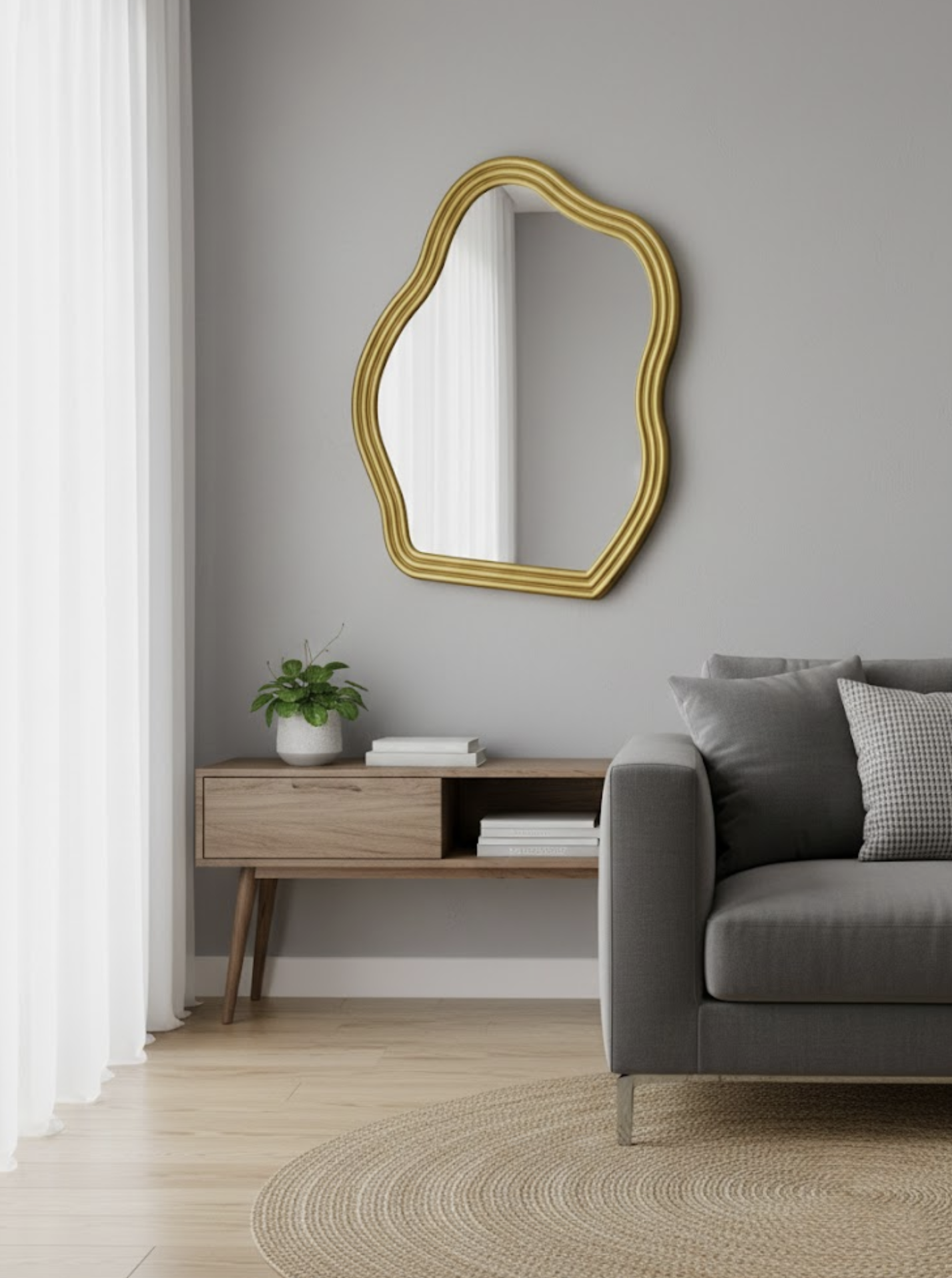6081, Irregular Wall Mirror - 59cm x 69cm
