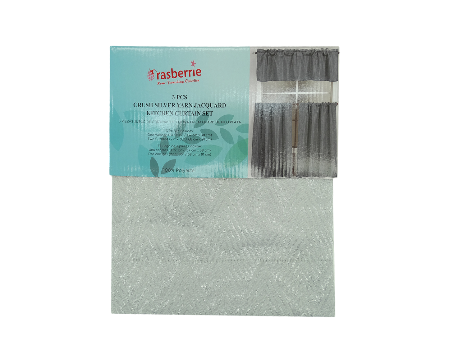 80220250, Rasberrie - 3PC Kitchen Curtains Set (54x15)