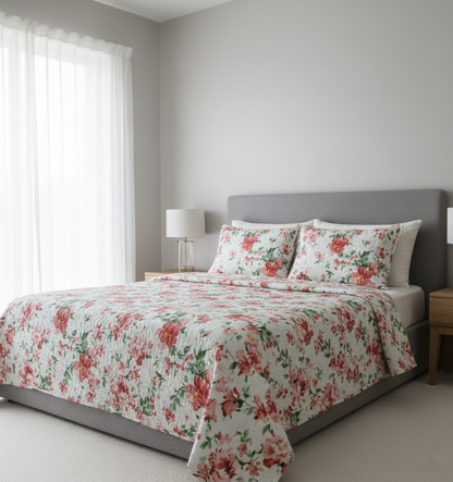 80220866, 3PC Microfiber Printed Quilt - Queen ASST