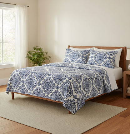 80220866, 3PC Microfiber Printed Quilt - Queen ASST