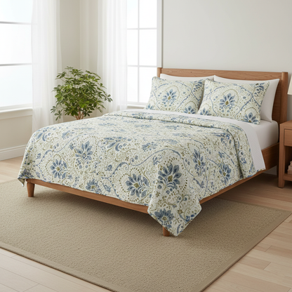 80220866, 3PC Microfiber Printed Quilt - Queen ASST