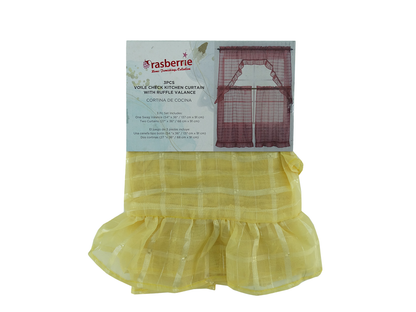80229177, Rasberrie - Kitchen Curtains Voile 3PC Set (54x36)