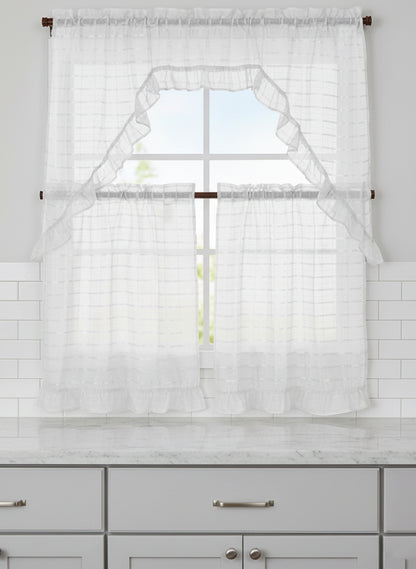 80229177, Rasberrie - Kitchen Curtains Voile 3PC Set (54x36)