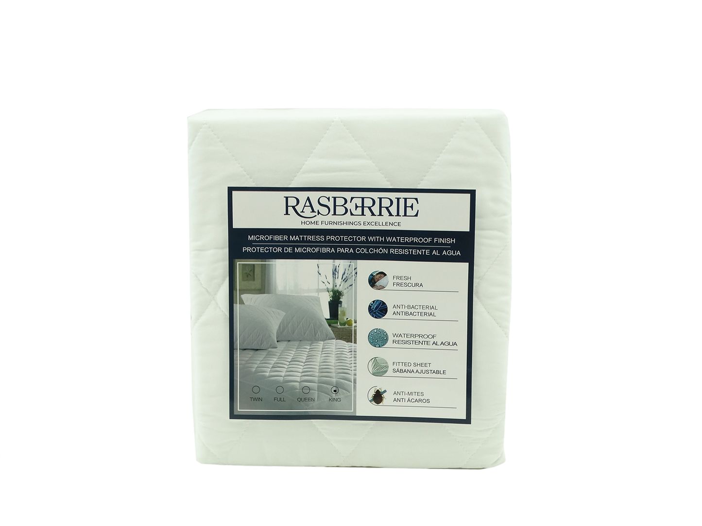 80242602, Rasberrie - Microfiber Waterproof Mattress Pad - King