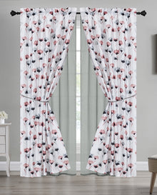 80244159, Home Beauty - 6Pc Printed Voile Curtain w/Tie Back (38x94)