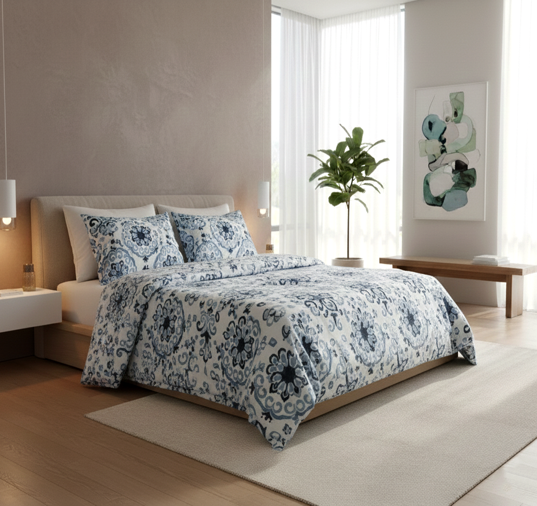 80251887, 3PC Microfiber Printed Comforter - King