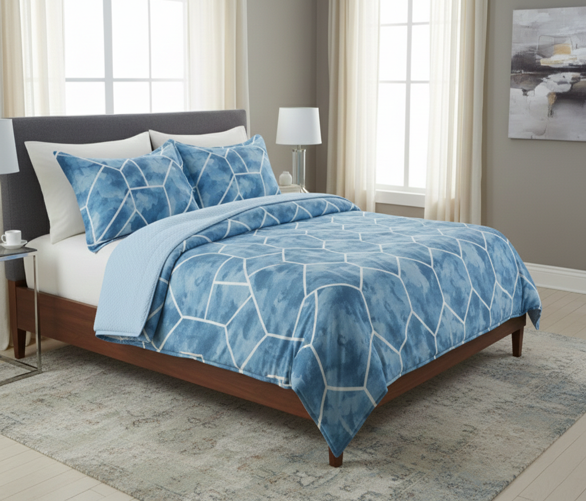 80251887, 3PC Microfiber Printed Comforter - King