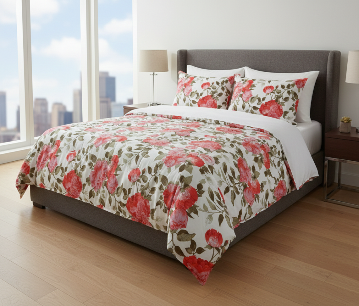 80251887, 3PC Microfiber Printed Comforter - King