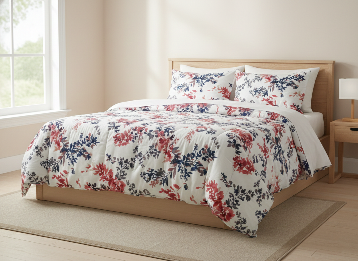 80251890, Rasberrie - 6Pc King Microfiber Printed Comforter Set