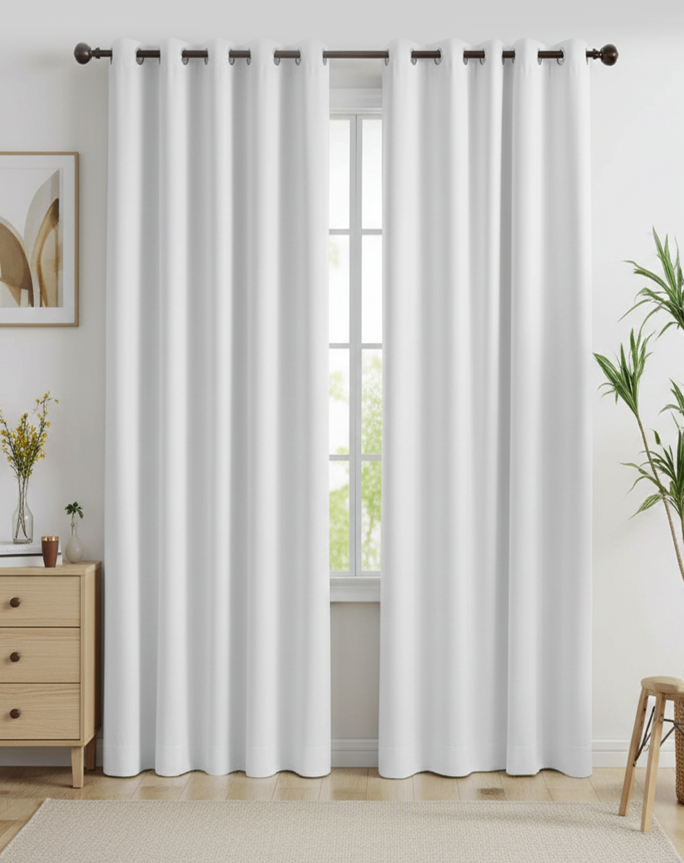 80253240, Home Beauty - Blackout Window Curtain (54x90) White