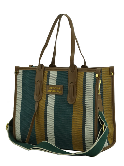 8976, Axle & Co, Women's Aria Striped Tote Handbag-PU