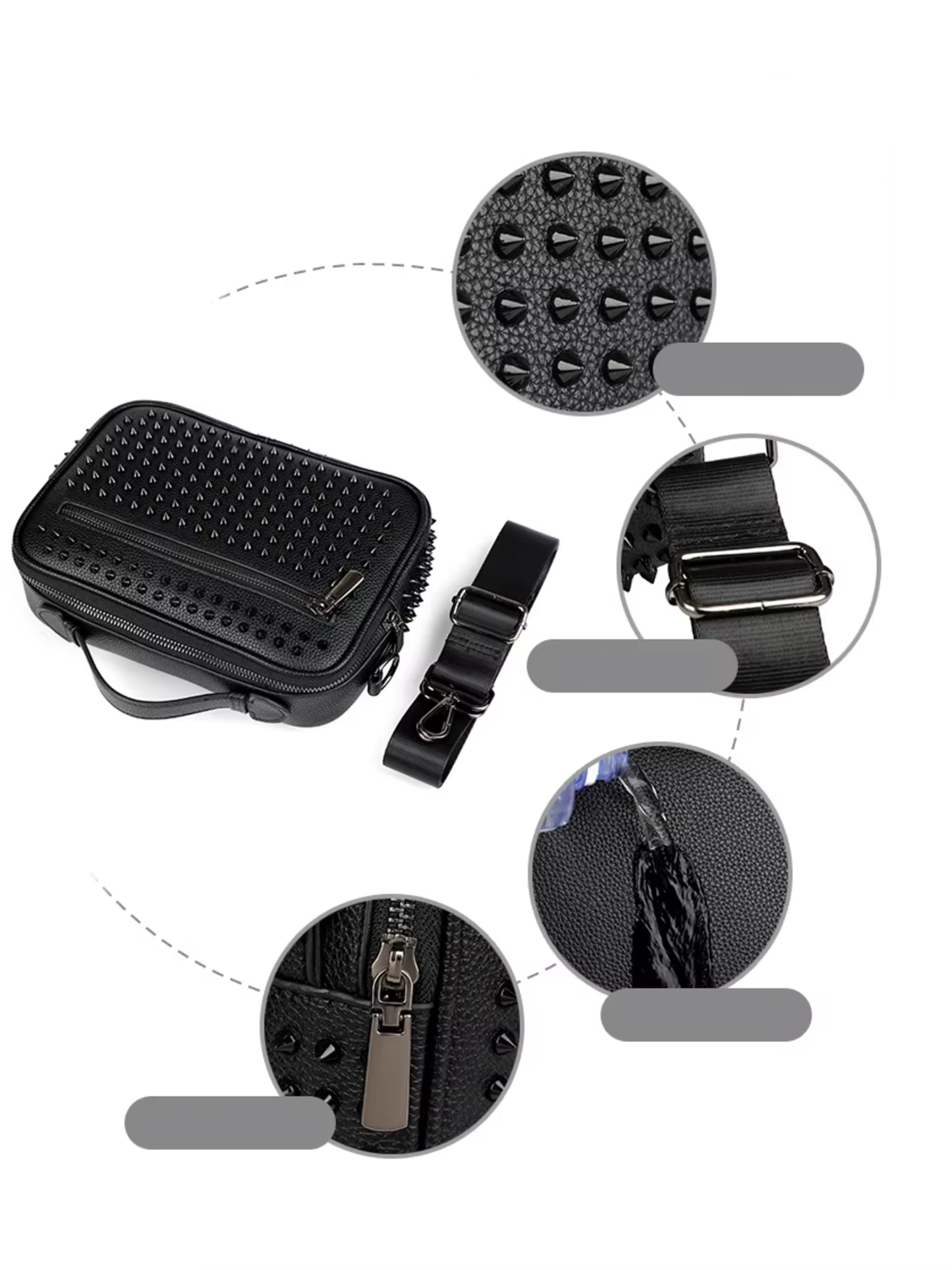 96850, Axle & Co - Unisex Crossbody Shoulder Bag With Spikes