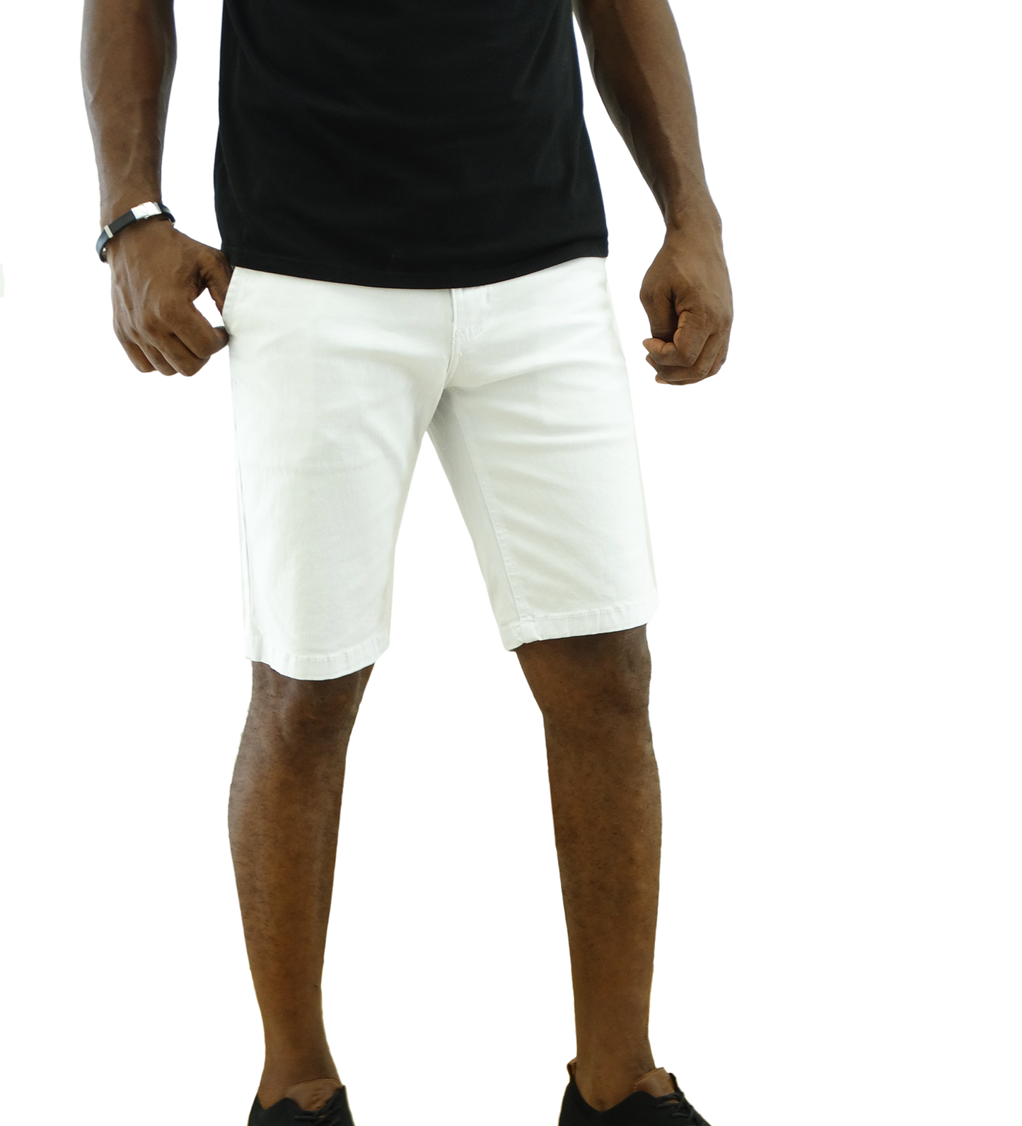 AB13536, Men's British Denim Slim Fit Bermuda Shorts (30-40) White