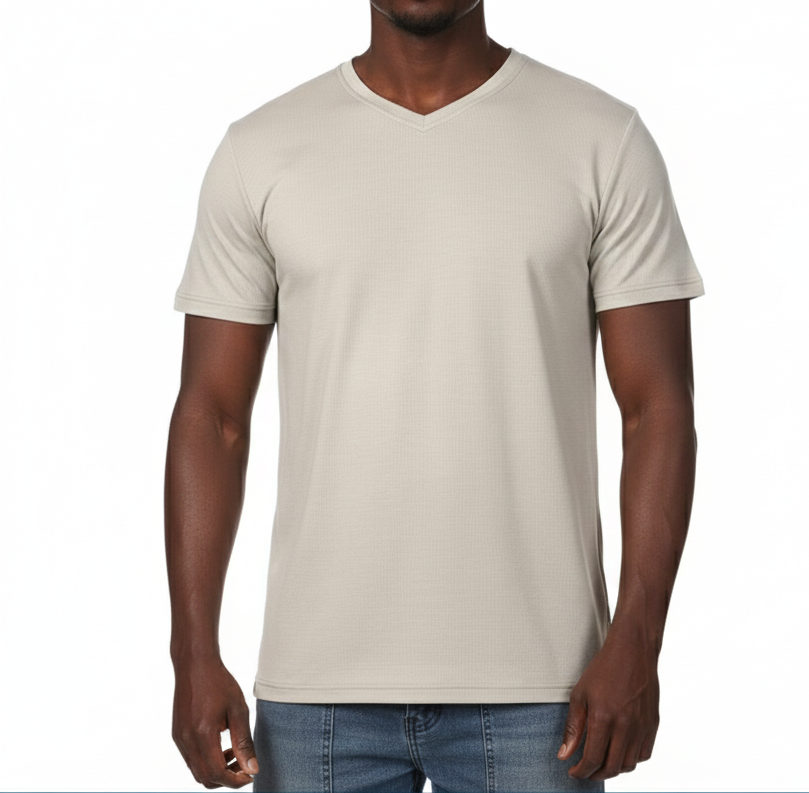 AS422, Jingo - Men S/Sleeve V-Neck Embossed T-Shirts S-XL