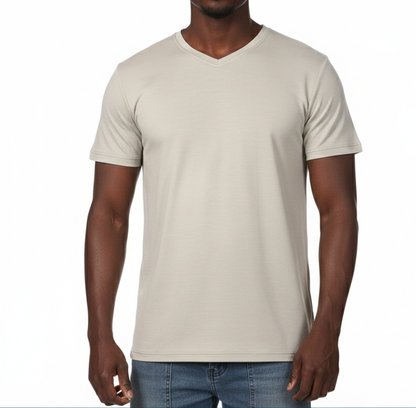 AS422, Jingo - Men S/Sleeve V-Neck Embossed T-Shirts S-XL