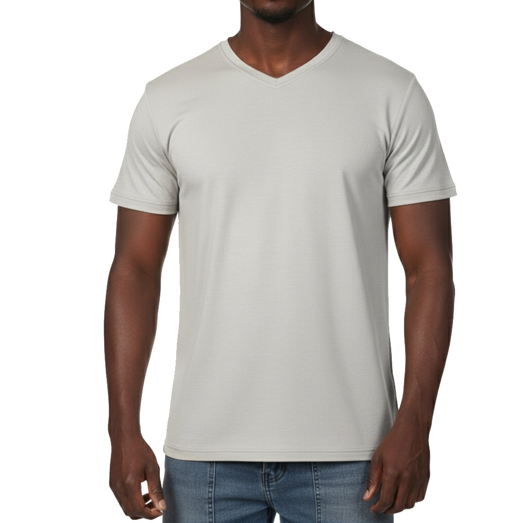 AS422, Jingo - Men S/Sleeve V-Neck Embossed T-Shirts S-XL
