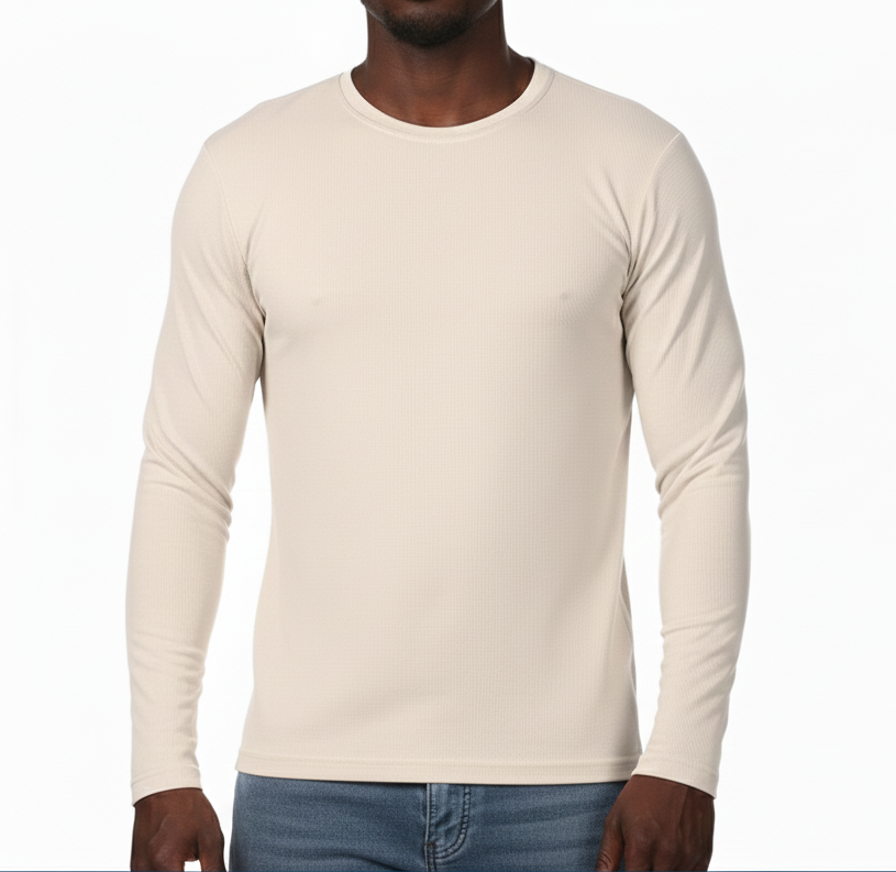 AS424, Men L/Sleeve Round-Neck Embossed T-Shirts
