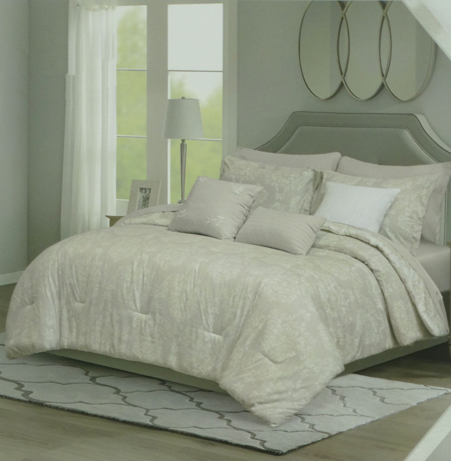 BCSK49775, Calm Harbor - 10Pc King Comforter Set - Pale Grey