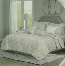 BCSQ49775, Calm Harbor - 10Pc Queen Comforter Set - Pale Grey