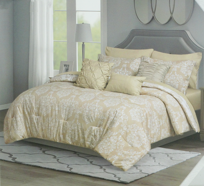 BCSQ49776, Calm Harbor - 10Pc Queen Comforter Set - Pale Linen