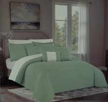 BCSQ46481B, Gather Hem - 10Pc Queen Comforter Set - Pale Sage