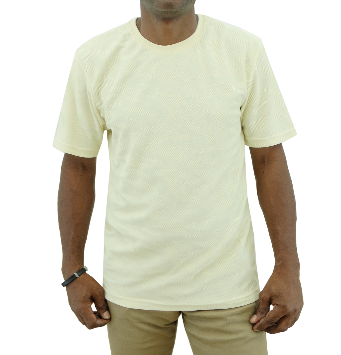 FSS1559,Just Blu, Men Embossed Round-Neck T-Shirt