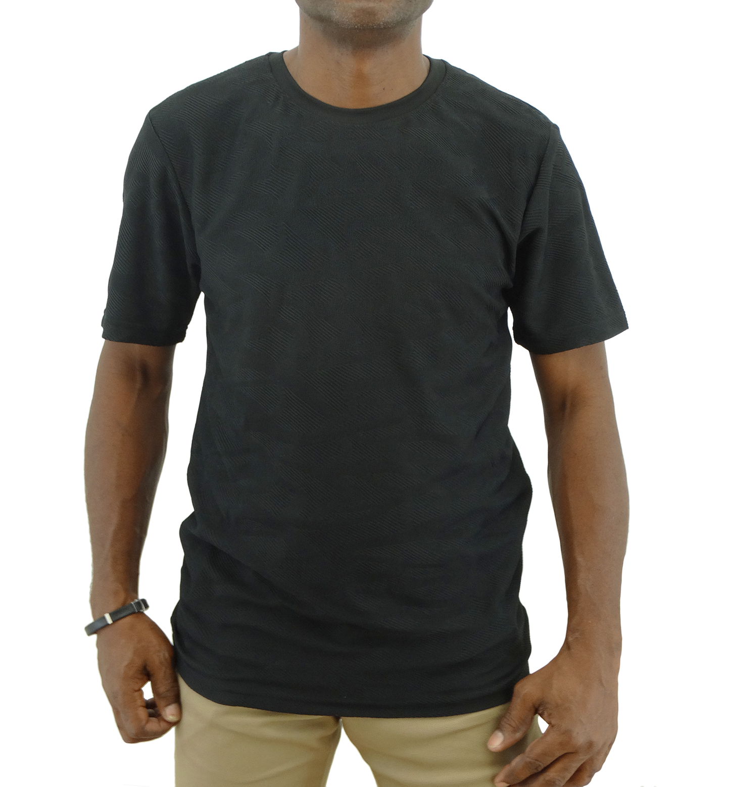 FSS1559,Just Blu, Men Embossed Round-Neck T-Shirt