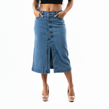 GUJ7093, Gusto - Women's Button Front Denim Skirt S-XL