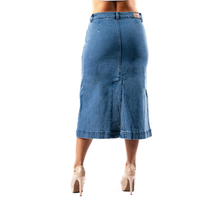 GUJ7093, Gusto - Women's Button Front Denim Skirt S-XL