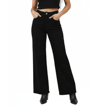 GUJ7129BK, Gusto - Women's Wide Leg Stretch Jeans 3/4-15/16 - Black