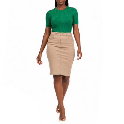 GUJ7131, Gusto - Women's Pocketed Denim Skirt (S-XL)