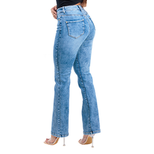 GUJ71601, Gusto - Women's Mid-rise Flared Leg Jeans 3/4-15/16 Lt Blue