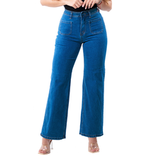 GUJ71662, Gusto Women High-rise Jeans 3/4-15/16 Med Blue