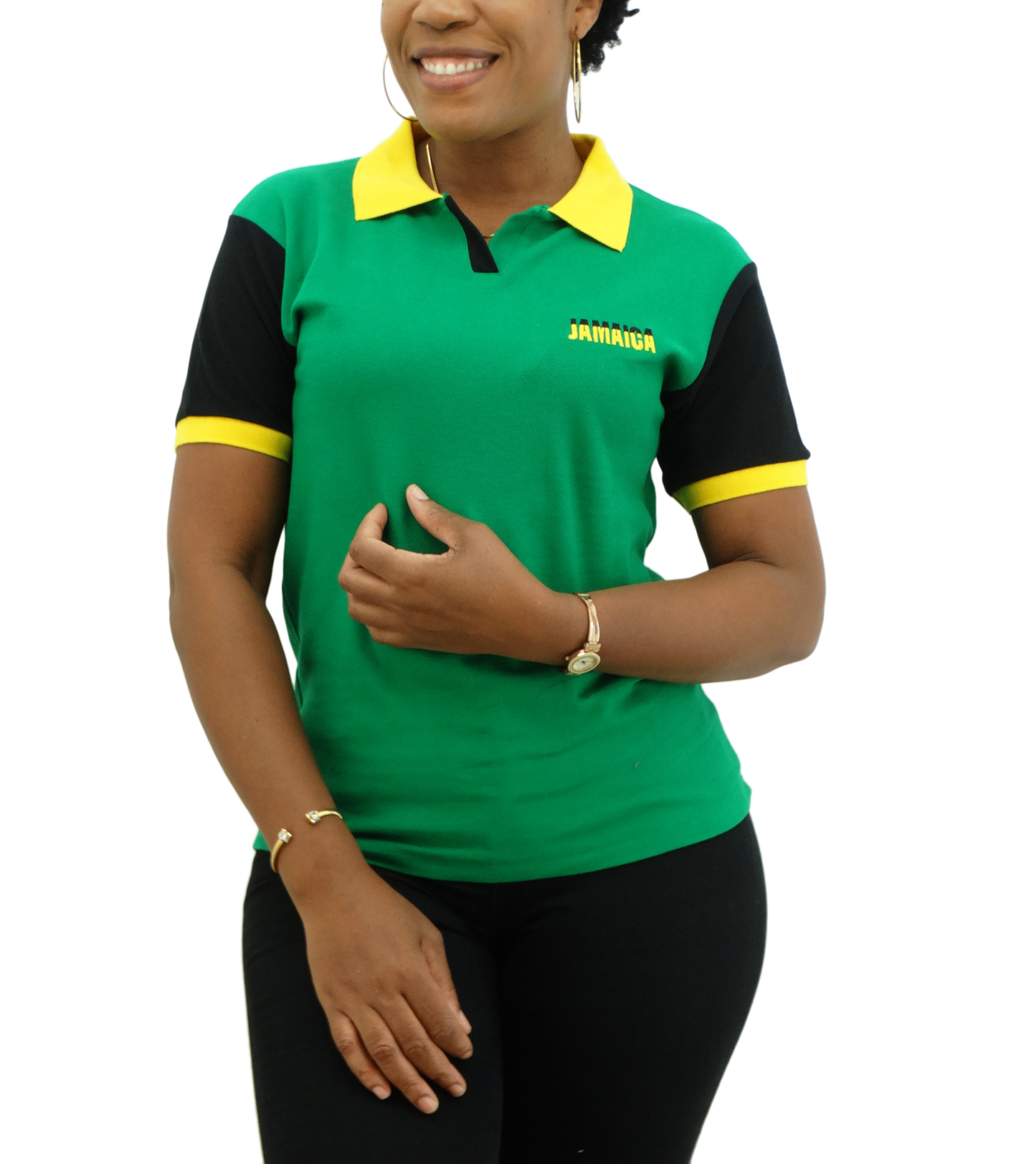 ME-11050W, Ladies Jamaican Color Polo T-Shirts Assorted