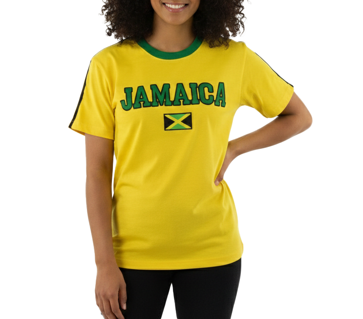 ME18-20TPEMB00, Jamaican Color Embroidery T-Shirt
