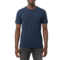 MX165, Banana Blue Men's S/S Button-Neck Tee S-XL
